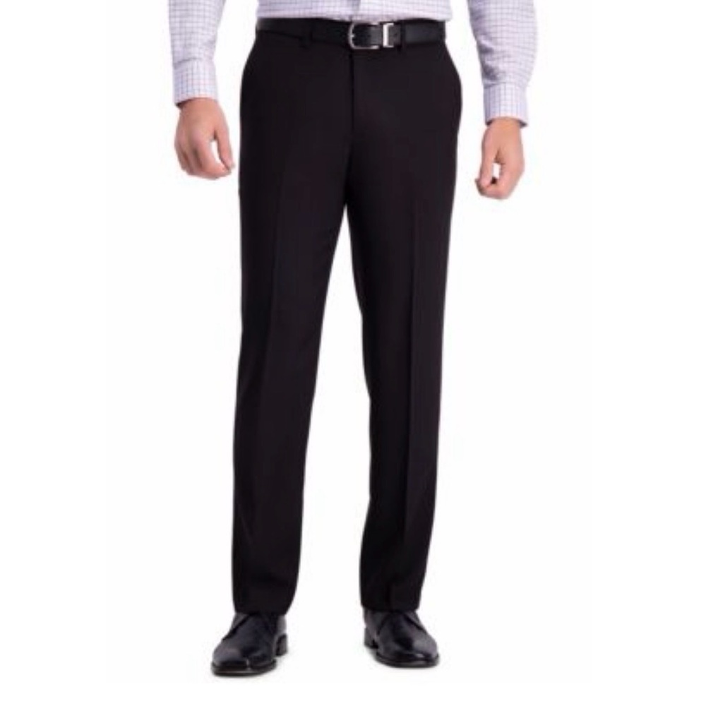Haggar Men's Black Dress Pants 42x30 Wrinkle Free Washable Straight Leg